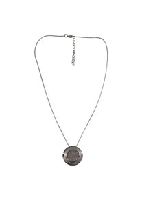 Steuer Modeschmuck Kette Halskette, silberfarben, mit rundem Anh&auml;nger