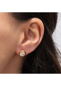 ZEEme Basic Ohrringe Silber 925 vergoldet mit wei&szlig;en Zirkonia-Steinen