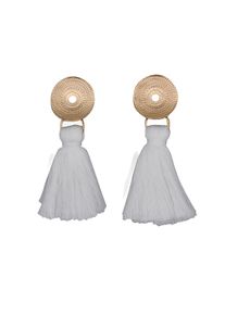 Steuer Modeschmuck Ohrstecker Quasten-Ohrstecker wei&szlig;/goldfarben