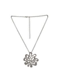 Steuer Modeschmuck Anh&auml;nger mit Kette Bl&uuml;te silberfarben mit 9 Glassteinen