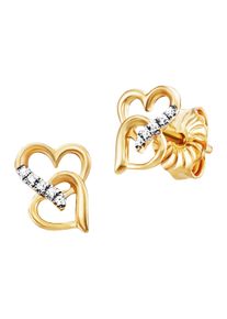 JULIE JULSEN Ohrstecker 925/- Sterling Silber rhodiniert/vergoldet Herz 10 Zirkonia