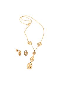 Steuer Modeschmuck Ohrringe, Anh&auml;nger mit Kette Metall Gl&auml;nzend gelb vergoldet