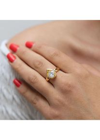 ZEEme Basic Ring Silber 925 vergoldet mit wei&szlig;em Zirkonia-Stein 8mm