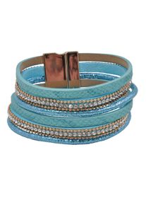 Steuer Modeschmuck Armband Velour hellblau 6-reihig