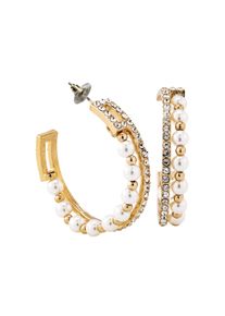 Steuer Modeschmuck Creolen Kunststoff goldfarben Gl&auml;nzend Perle Strass