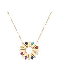 dKeniz Anh&auml;nger mit Kette 925 Silber rose vergoldet Gl&auml;nzend 45,5+7,5cm Zirkonia Wei&szlig;