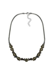 Steuer Modeschmuck Collier Meshkette silberfarben Rauchquarz