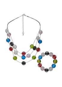 Steuer Modeschmuck Schmuckset Set aus Collier und Armband mit bunten Glassteinen