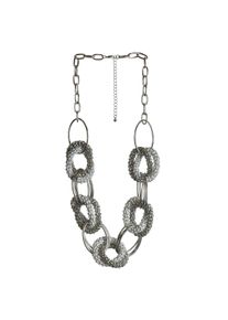 Steuer Modeschmuck Collier Metall silberfarben mit runden und ovalen Elementen