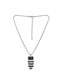 Steuer Modeschmuck Kette mit Anh&auml;nger silberfarben Anh&auml;nger Eule