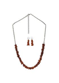 Steuer Modeschmuck Schmuckset Set aus Collier und Ohrh&auml;nger Bernstein braun