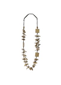 Steuer Modeschmuck Collier Textilkette braun mit Kokossplittern natur