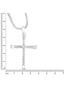 ZEEme Basic Halskette Silber 925 poliert mit Kreuz-Anh&auml;nger 55cm lang K&ouml;nigskette 2,2mm breit