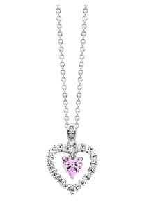 JULIE JULSEN Anh&auml;nger mit Kette 925 Silber rhodiniert Herz Zirkonia wei&szlig; rosa