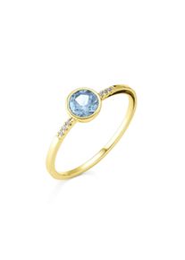 OROLINO Ring Gold 585 mit 6x Brillant 0,025ct. und Blautopas (beh.)