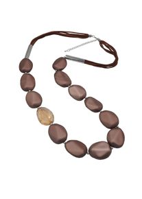 Steuer Modeschmuck Kette Velour Glasstein braun