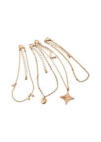 Steuer Modeschmuck Fu&szlig;ketten Set Metall Gl&auml;nzend gelb vergoldet
