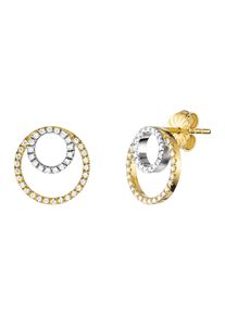 JULIE JULSEN Ohrstecker 925/- Sterling Silber rhodiniert/vergoldet rund 80 Zirkonia