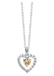 JULIE JULSEN Anh&auml;nger mit Kette 925 Silber rhodiniert Herz Zirkonia wei&szlig; champagner