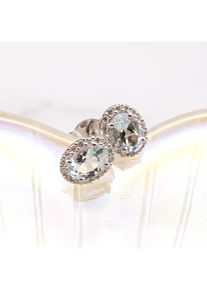 Diamonds by Ellen K. Ohrstecker Wei&szlig;gold 585 mit echtem Aquamarin und 36 Diamanten zus. 0,14ct.