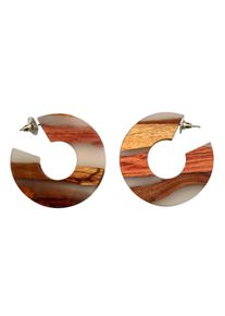 Steuer Modeschmuck Creolen Holz Acryl grau