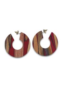 Steuer Modeschmuck Creolen Holz Acryl rot