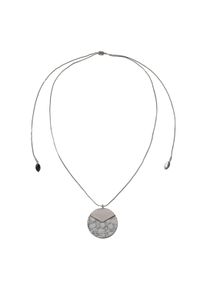 Steuer Modeschmuck Anh&auml;nger mit Kette Metall matt 96cm Keramik wei&szlig; mit Struktur