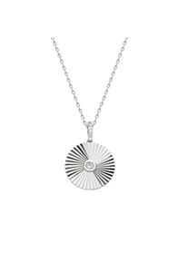 dKeniz Anh&auml;nger mit Kette Coin 925/- Sterling Silber Zirkonia Wei&szlig;