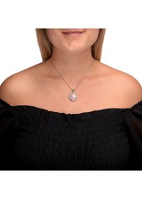 ZEEme Gemstones Halskette Silber 925 rhodiniert 42+5cm Rosenquarz Zirkonia
