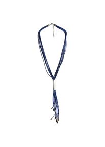 Steuer Modeschmuck Kette mehrreihig blau mit silberfarbener Zierde