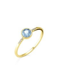 OROLINO Ring Gold 585 mit 6x Brillant 0,025ct. und Blautopas (beh.)