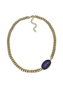 Steuer Modeschmuck Collier goldfarben mit Achatscheibe lila