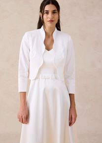 bonprix Bolero aus feiner Baumwolle, wei&szlig;, Gr.52, Elegante Bolero-Jacke mit Wellenkanten, 97% Baumwolle