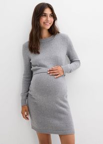 bonprix 2-teiliges Umstandsset aus Pullover und Rock aus Baumwolle mit Glanzgarn, grau, Gr.52/54 (XXL), Modernes Umstandsset f&uuml;r die Schwangerschaft, Oberteil: 93% Baumwolle (organic in conversion)