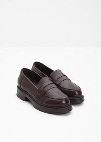 bonprix Loafer aus Leder, braun, Gr.36, Zeitloser Loafer aus Glattleder, aus Glattleder