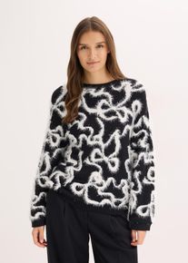 bonprix Jacquard-Pullover aus softem Viskose-Mix, schwarz, Gr.40/42 (M), modischer Jacquard-Pullover mit Schleifen-Design