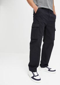 bonprix Loose Fit Cargohose aus robustem Baumwollstretch Straight, schwarz, Gr.58, Modische Cargohose im extra weiten Loose Fit, 98% Baumwolle