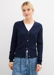 bonprix Strickjacke aus softem Viskose-Mix, blau, Gr.44/46 (L), Maritime Strickjacke mit Goldkn&ouml;pfen