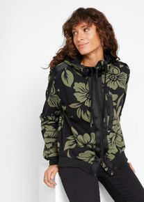 bonprix Sweatjacke mit Baumwolle, schwarz, Gr.56/58 (3XL), Modische Sweatjacke mit Druck, 60% Baumwolle