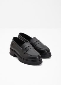 bonprix Loafer aus Leder, schwarz, Gr.42, Zeitloser Loafer aus Glattleder, aus Glattleder