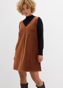 bonprix Latzkleid aus Jerseycord, braun, Gr.48/50 (XL), S&uuml;&szlig;es Latzkleid aus Jersey-Cord-Qualit&auml;t umspielt die Knie