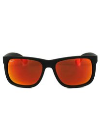 Ray-Ban Sonnenbrille Justin 4165 622/6Q Gummi Schwarz Rot Spiegel