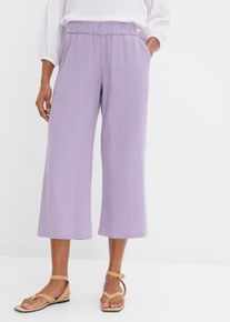 bonprix Marlenehose aus Baumwoll-Musselin, lila, Gr.46, Weite Musselin-Hose mit Bequembund, 100% Baumwolle