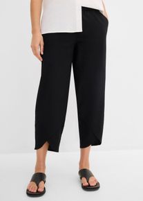 bonprix 3/4-Hose aus leichtem Leinen-Mix, schwarz, Gr.54, Weit geschnittene Hose mit Leinen und Seitenschlitze die f&uuml;r mehr Weite sorgen, aus Leinen