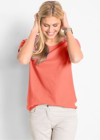 bonprix Rundhals-Shirt (5er-Pack), orange, Gr.40/42 (M), Bequemes Shirt in Single Jersey, nicht meliert: 100% Baumwolle (organic)