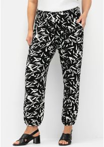 sheego Gro&szlig;e Gr&ouml;&szlig;en Schlupfhose mit Stretch-Anteil, schwarz-wei&szlig;, Gr&ouml;&szlig;e 56 - Damen