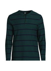 LANDS' END Henleyshirt mit Fischgr&auml;t-Struktur, Herren,  Gr&uuml;n, Baumwolle, by Lands' End