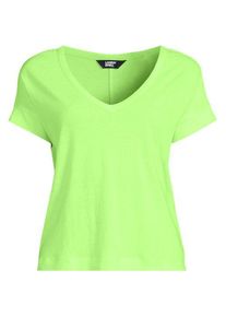 LANDS' END Leinen/Modal-Shirt mit V-Ausschnitt, Damen,  Gr&uuml;n, Leinen/Baumwolle Modal, by Lands' End