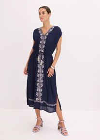 bonprix Boho-Midikleid aus flie&szlig;ender Viskose, blau, Gr.42, Ein luftig-lockeres Must-Have mit Stickerei, aus Viskose
