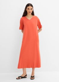 bonprix Hemdblusenkleid aus elastischem Baumwoll-Mix, rot, Gr.44/46 (L), Hemdblusenkleid aus elastischem Baumwoll-Mix, 95% Baumwolle (organic)